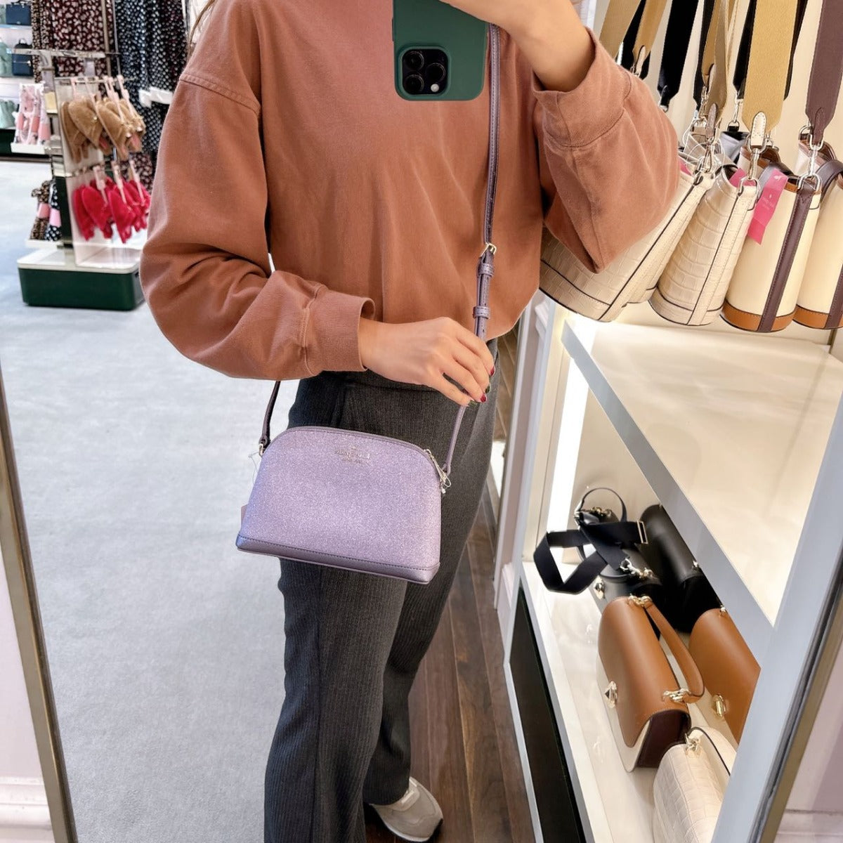 Kate Spade K8713 Tinsel Small Dome Crossbody In Lilac Frost Kate Spade K8713 Tinsel Small Dome Crossbody In Lilac Frost